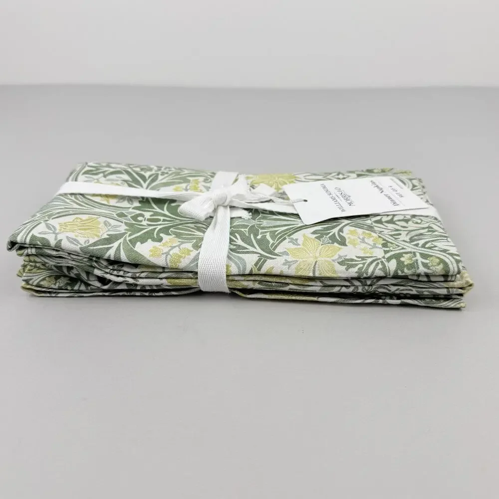 Williams Sonoma X Morris & Co Dinner Napkins Set of 4 Bluebell Sage Green Yellow